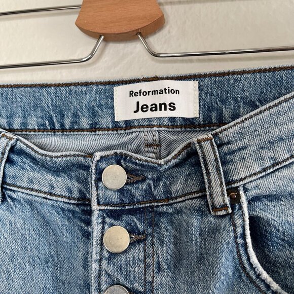 Reformation Womens High-Rise Button-Fly Liza High Straight jeans 29 - Picture 3 of 12